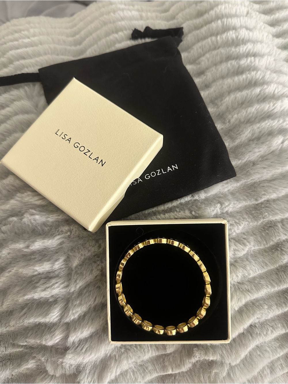 Lisa Gozlan Gold Faceted Stretch Bracelet